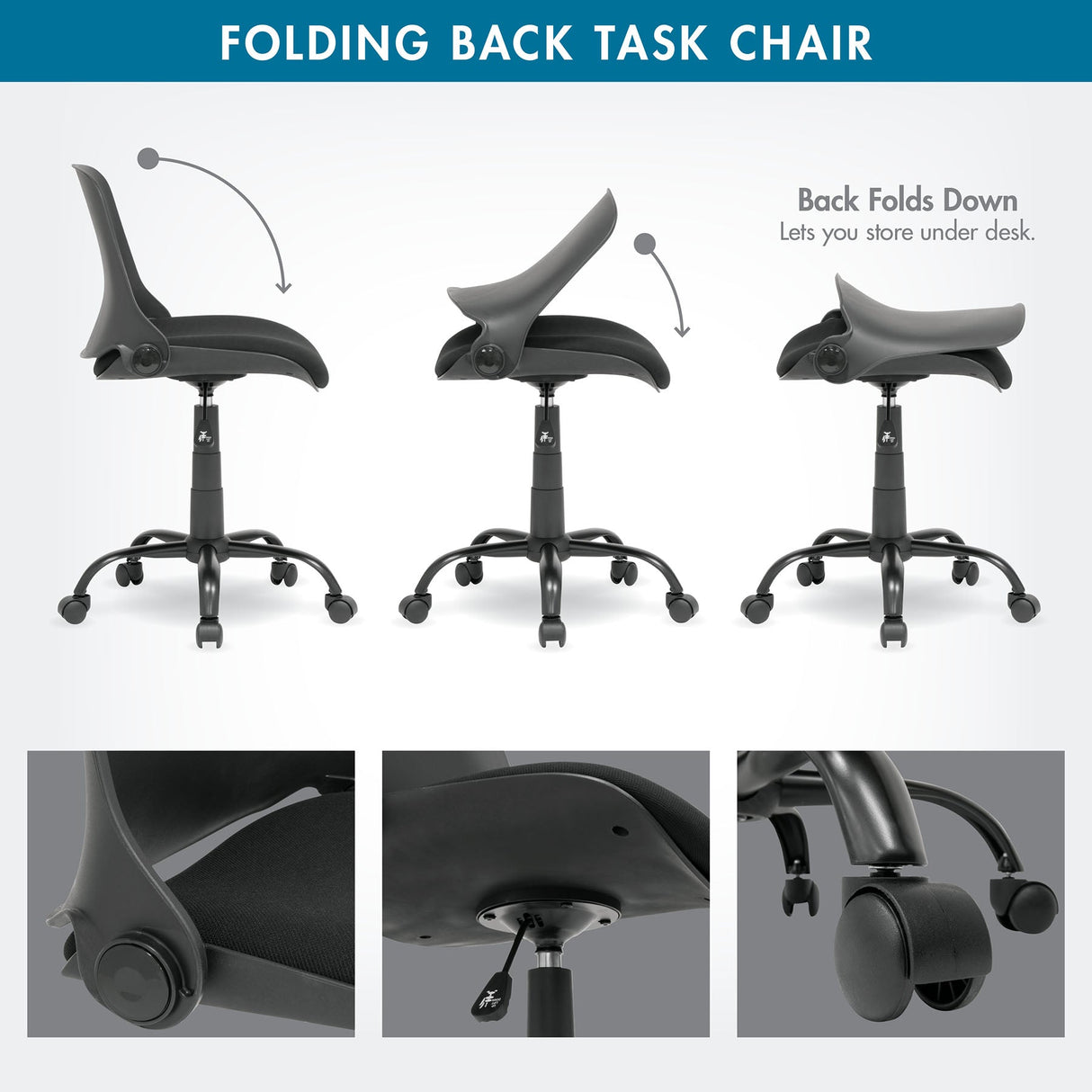 Studio Design Folding Back Task Chair Black