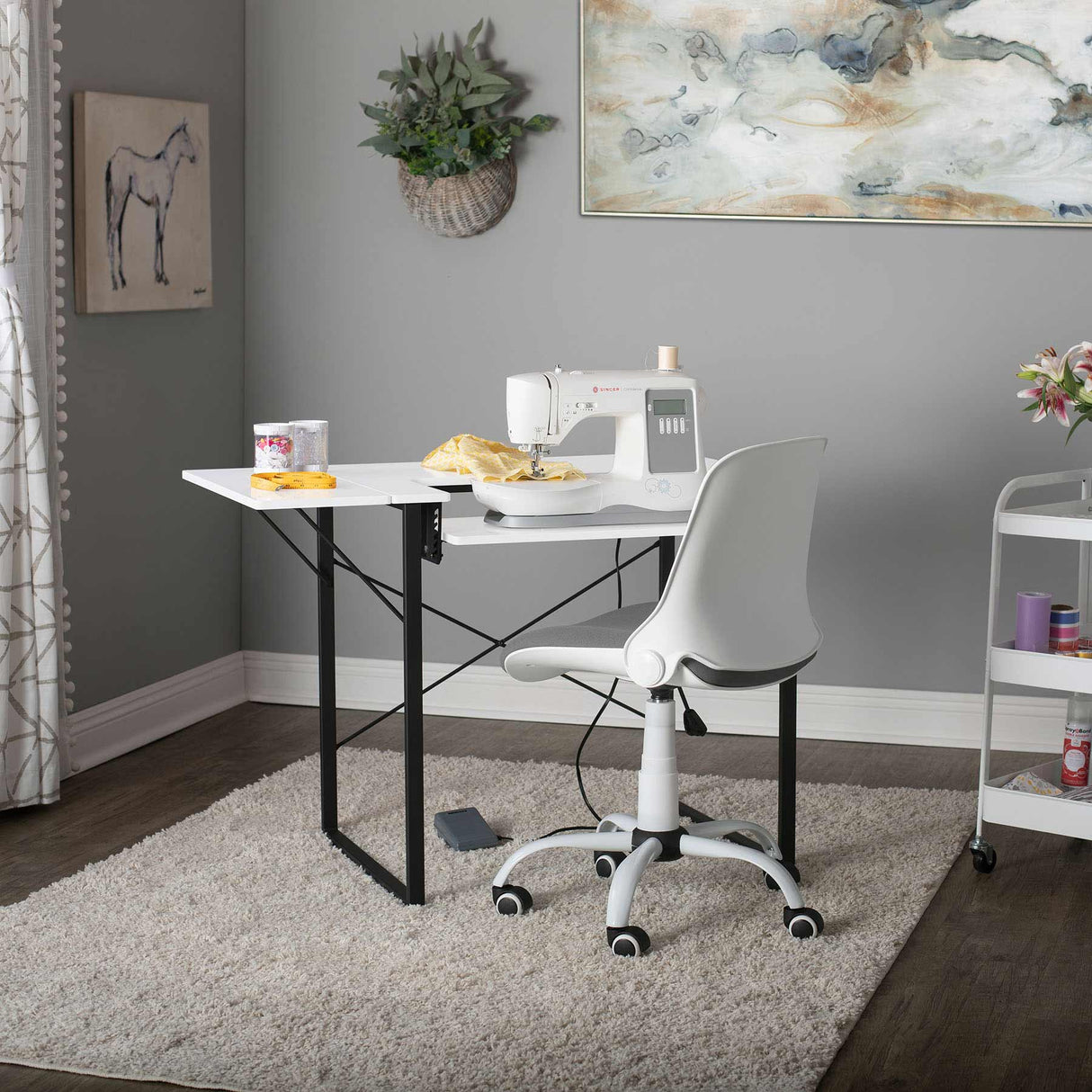 Studio Design Folding Back Task Chair White Grey