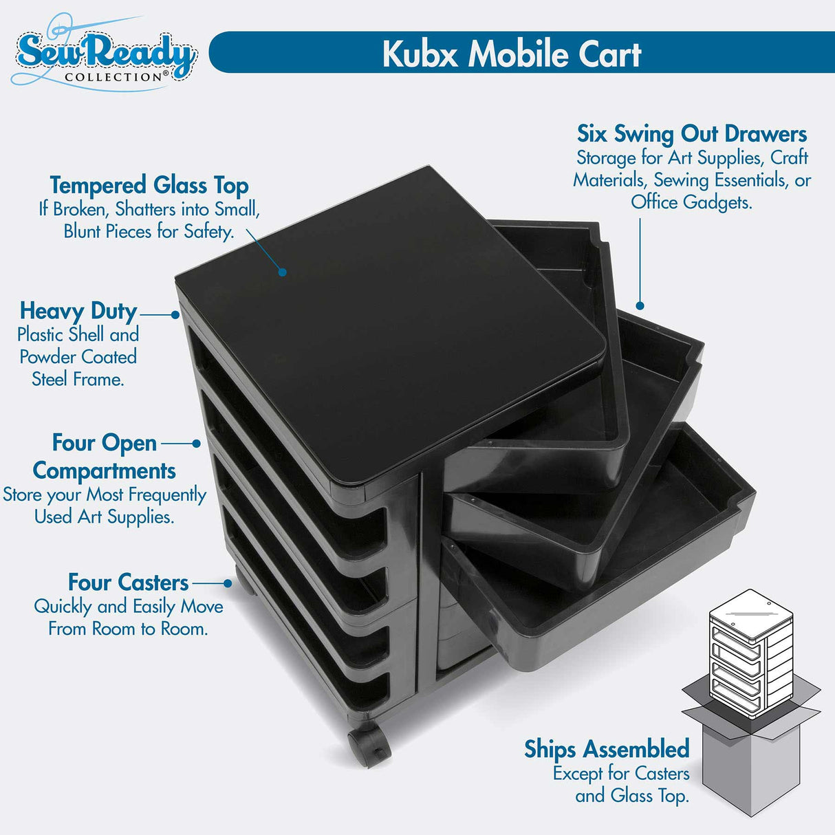 Studio Design KUBX Mobile Storage Cart Black