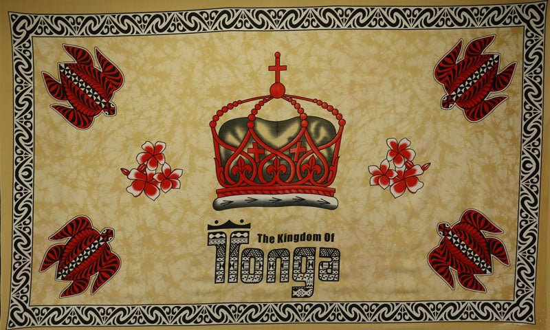 Polyester Sarong Kingdom of Tonga Crown Turtle Plumeria
