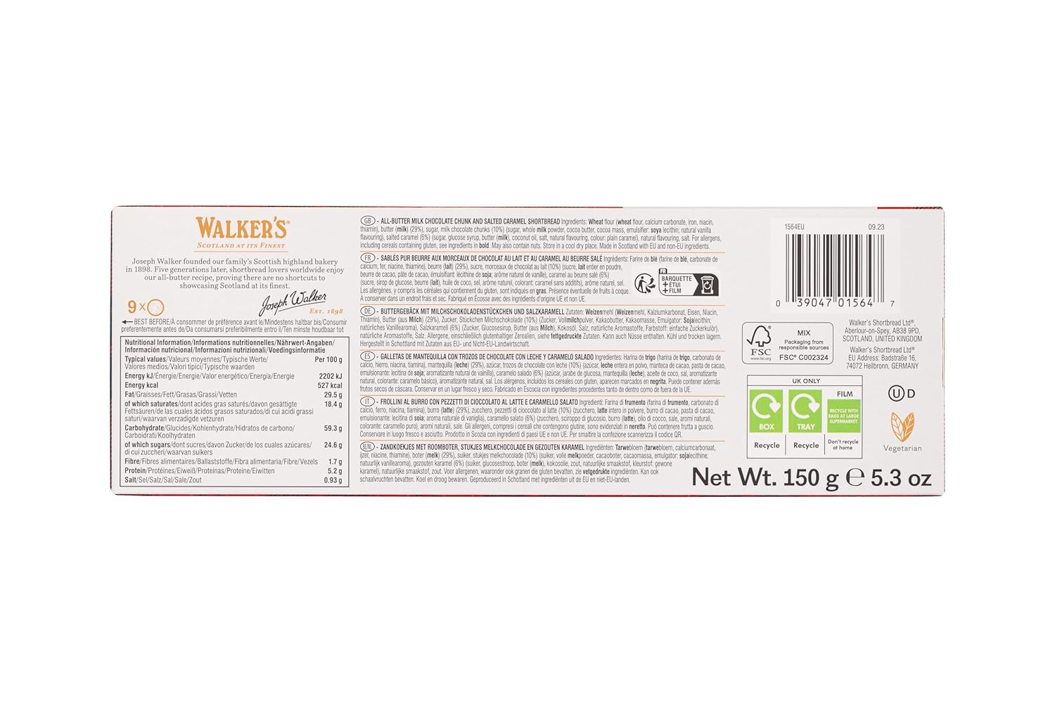 Walker's Milk Chocolate Salted Caramel Shortbread 5.3 oz