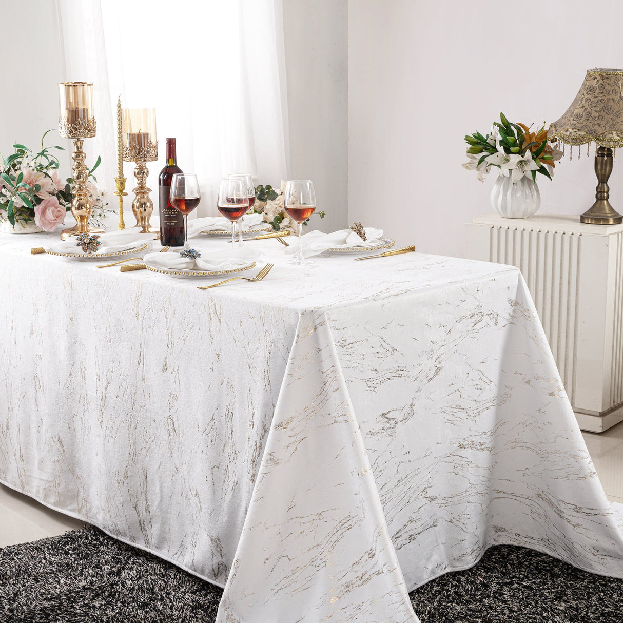 Rectangular Holland Velvet Tablecloth 90x132 White