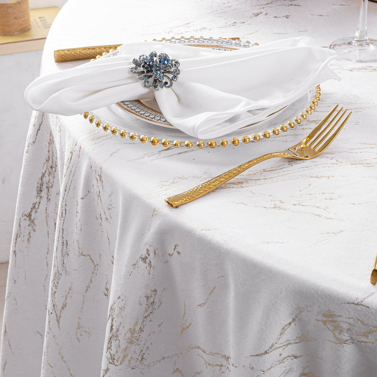 Rectangular Holland Velvet Tablecloth 90x132 White