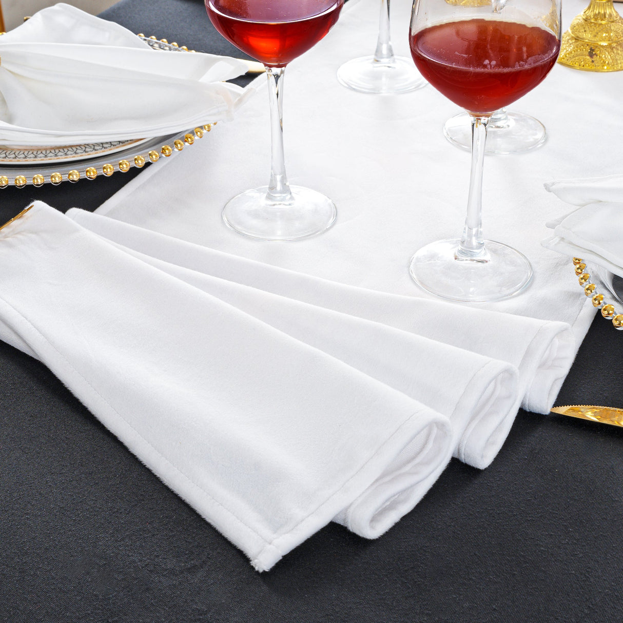 Velvet Table Runner 13x108 White