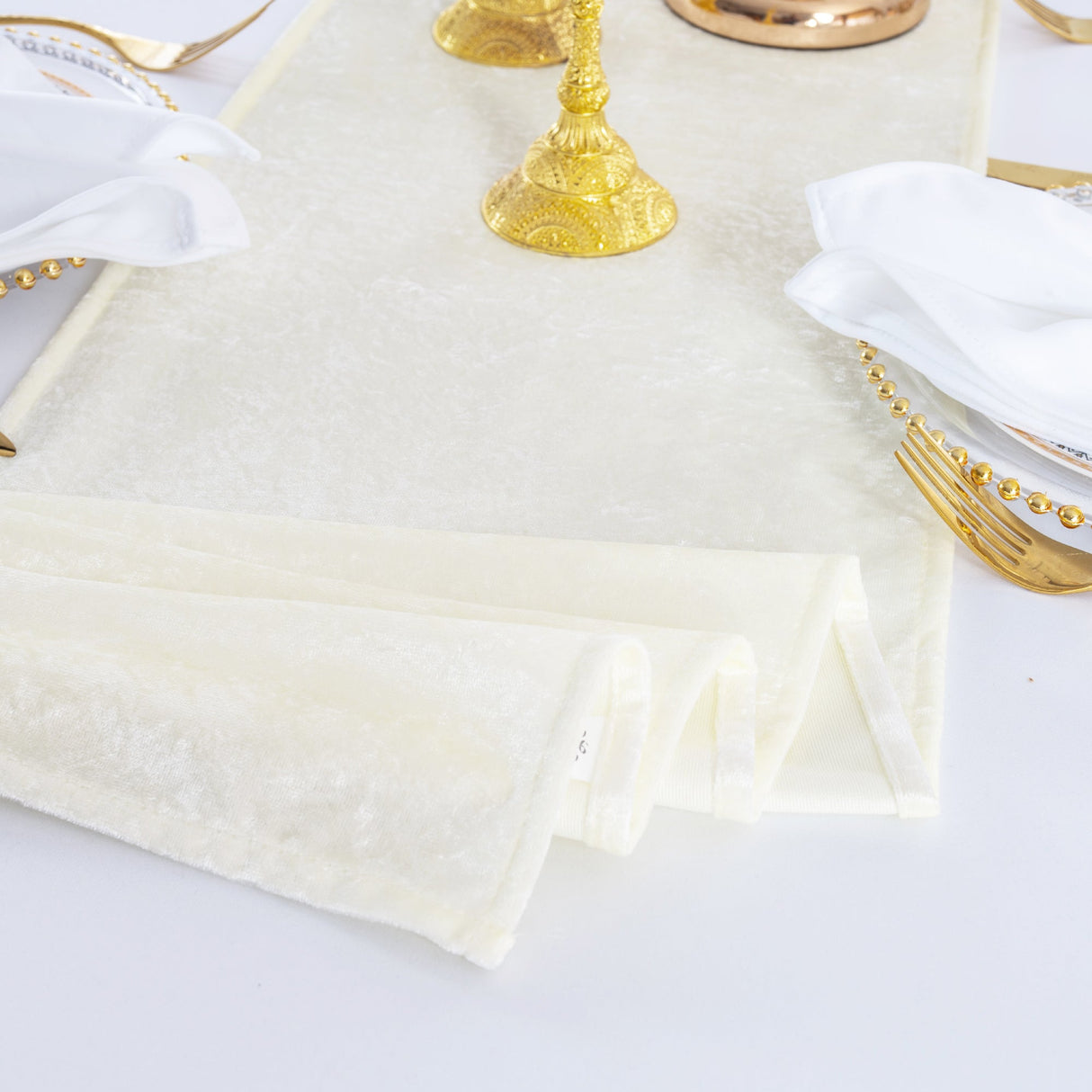 Velvet Table Runner 13x108 Ivory