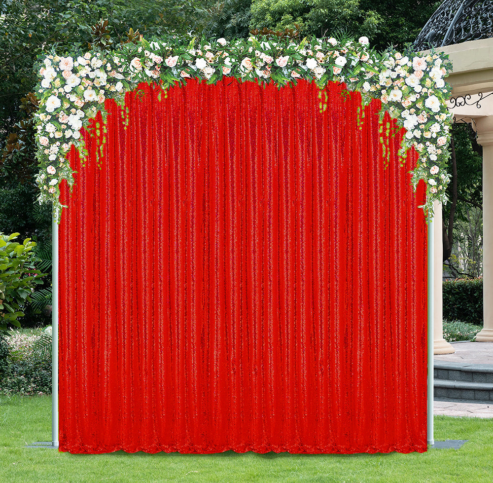 Sequin Backdrop Drape Panel 12 ft x 52 in Red