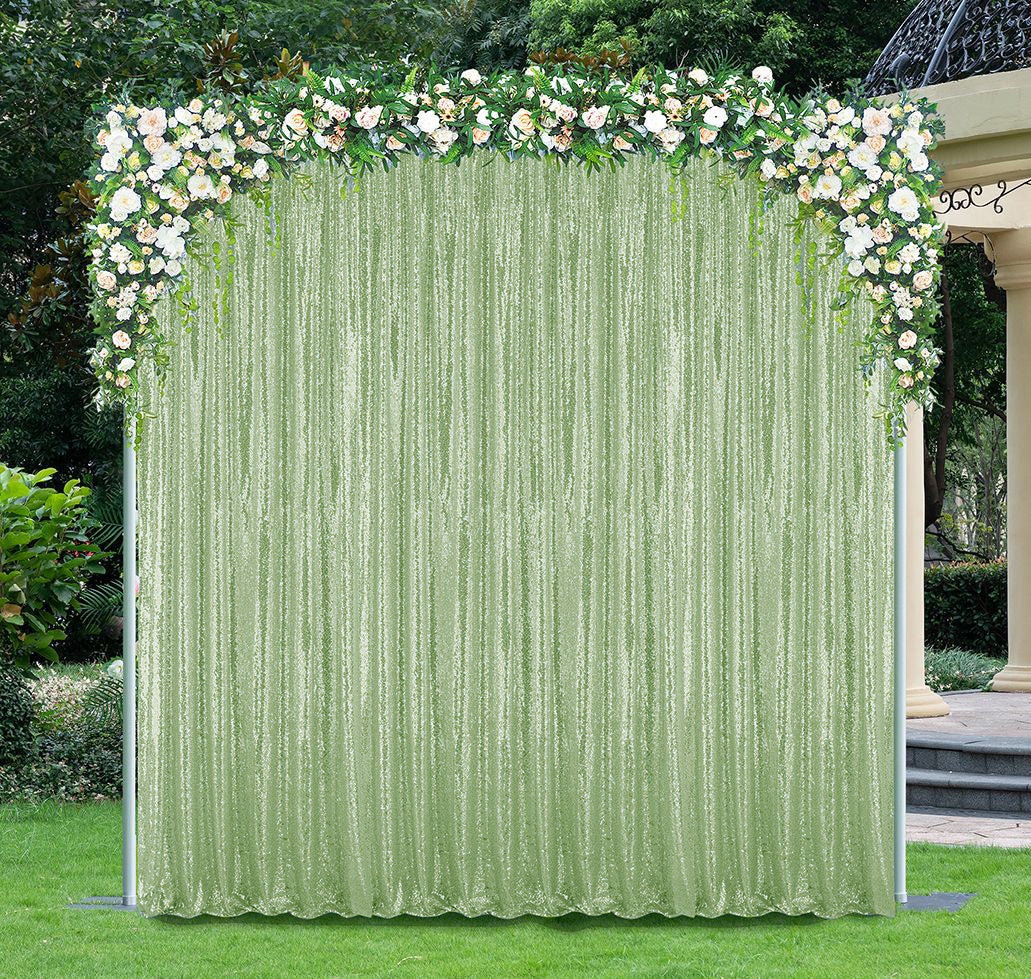 Sequin Backdrop Drape Panel 10 ft x 52 in Sage Green
