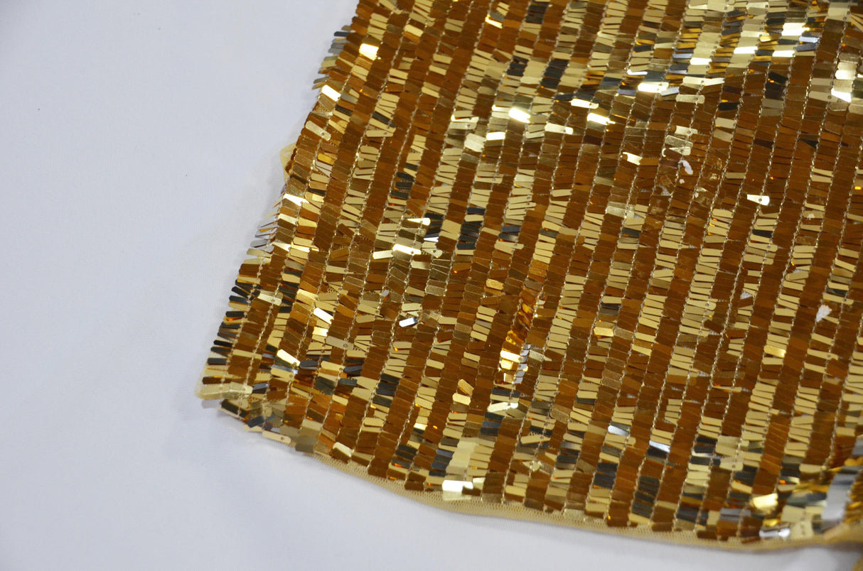 Fringe Sequins Polyester Fabric - Gold, Silver, Black, 50/52" Width (1 Yard)