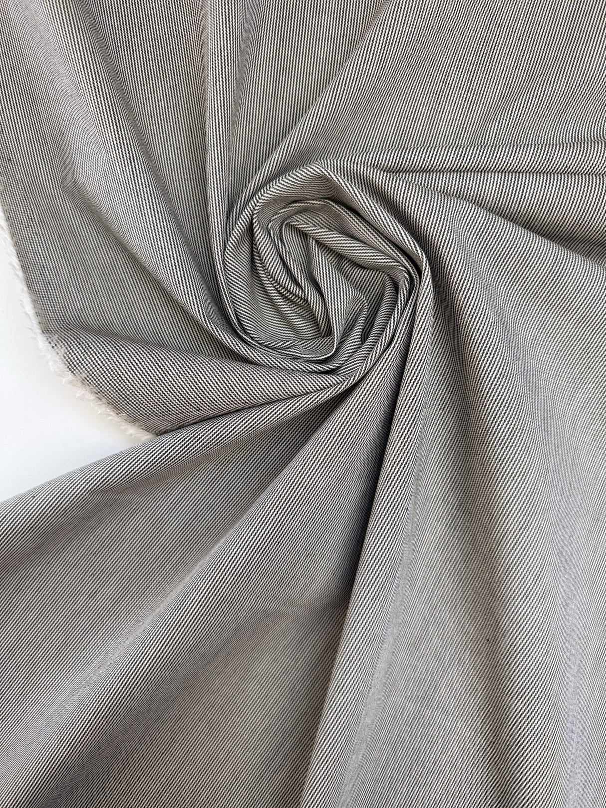 Cotton Elastane Striped Gray Fabric