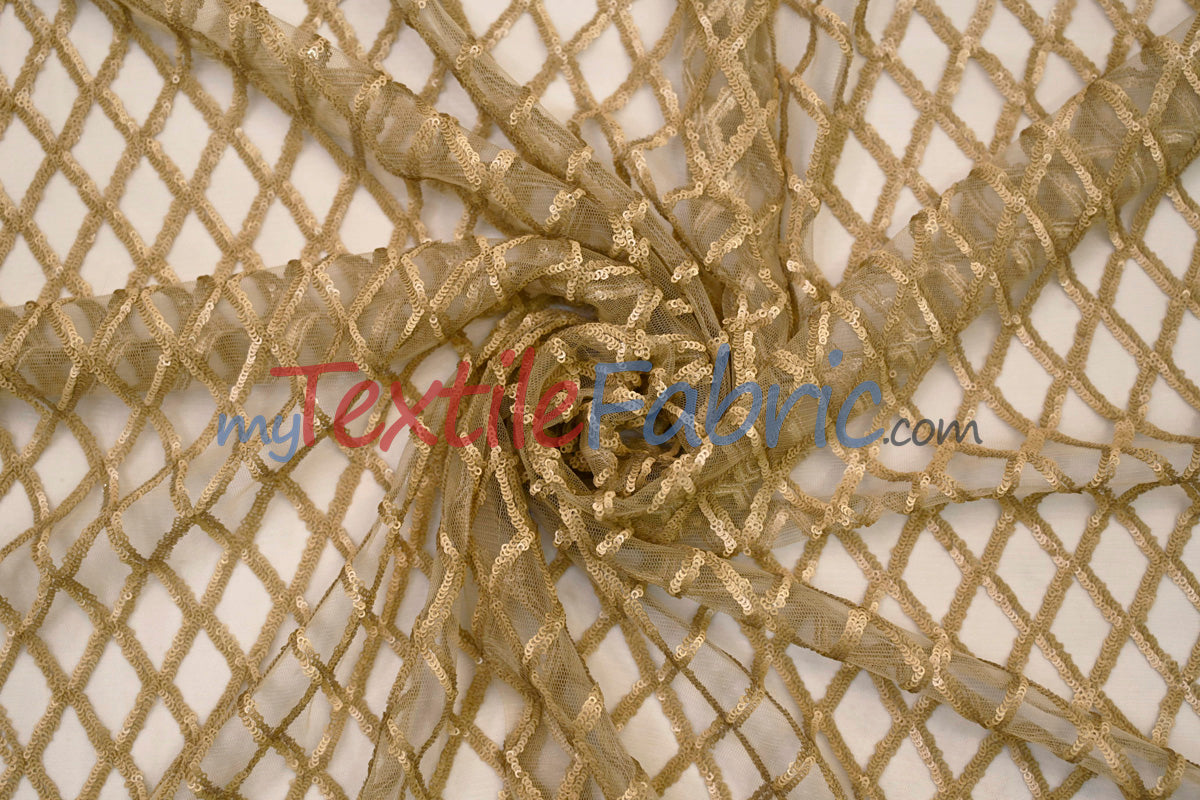 Luxury Glitz Sequins Lace Fabric - 100 Percent Polyester, Sheer Mesh Sequins Embroidery, Multiple Colors, 54" Width (By The Yard)