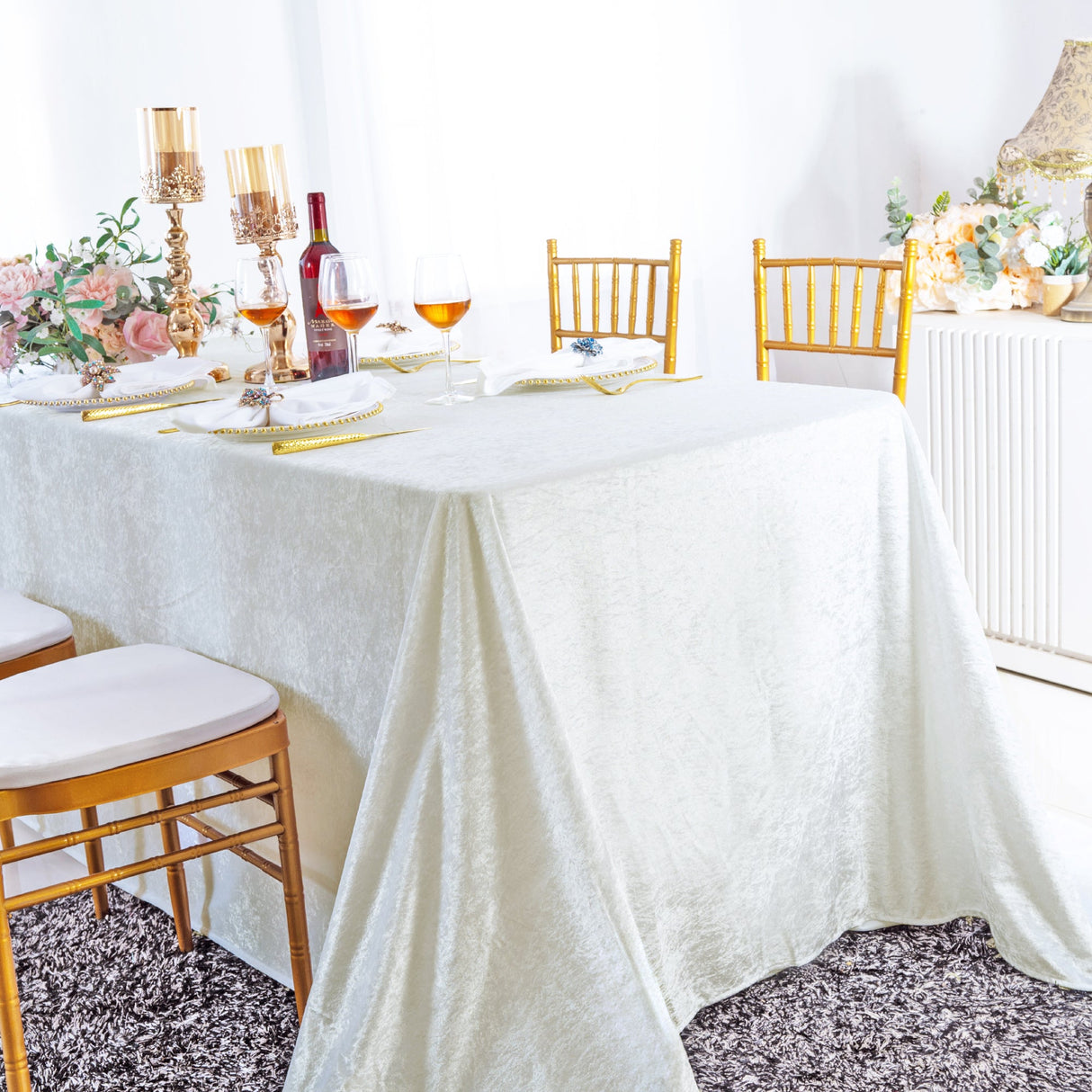 Ice Crushed Velvet Rectangular Tablecloth Seamless