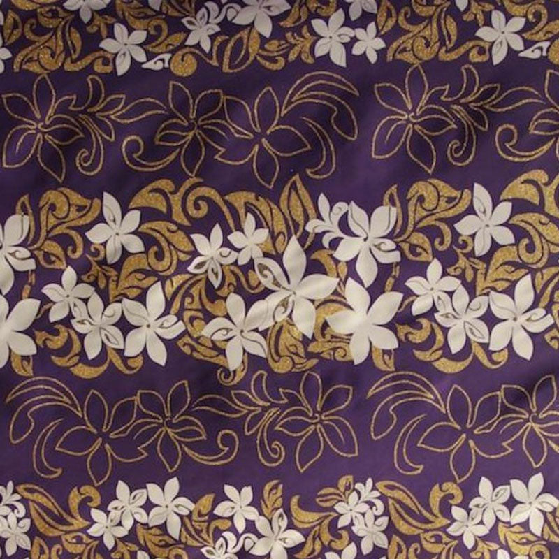 Tiare Garden Glitter Polyester Fabric - Floral Plumeria Design, 60" Width (1 Yard)