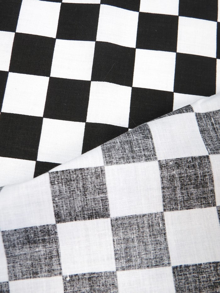 Poly Cotton Printed Square Checkered Fabric Royal White