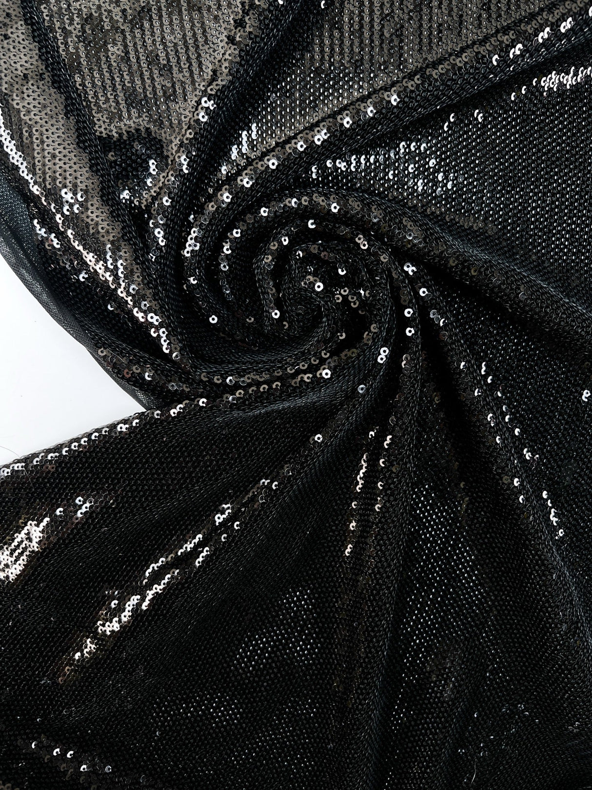 Black Knitted Fabric With Sequins