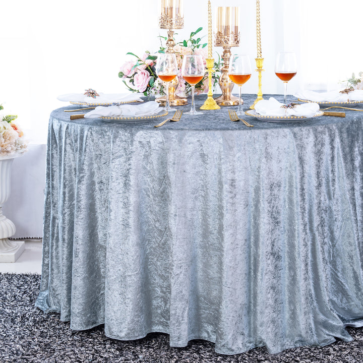 Round Ice Crushed Velvet Table Cover