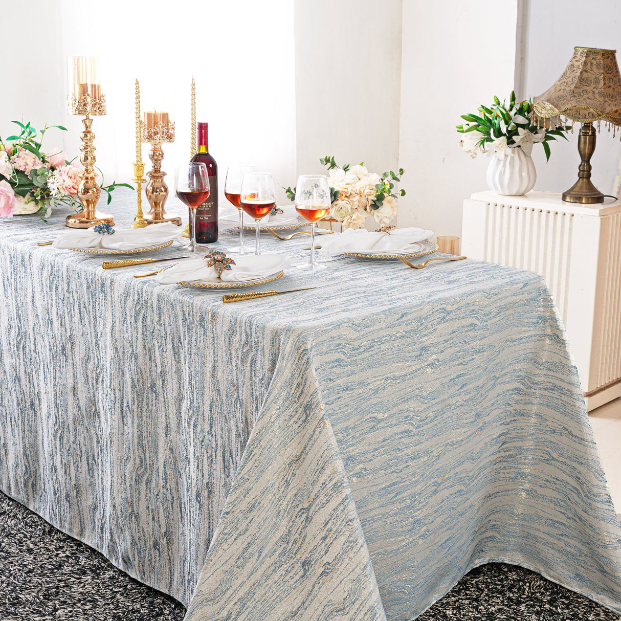 Rectangular Polyester Tablecloth 90x132 Dusty Blue