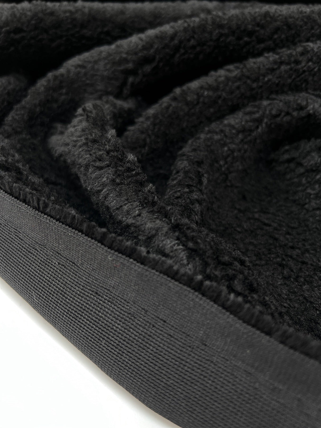 Black Polyamide Polyester Faux Fur