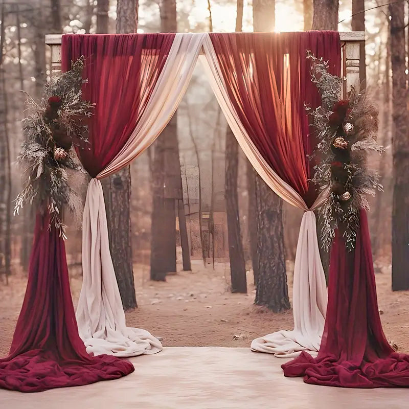 Chiffon Backdrop Curtain Drape Panel Burgundy