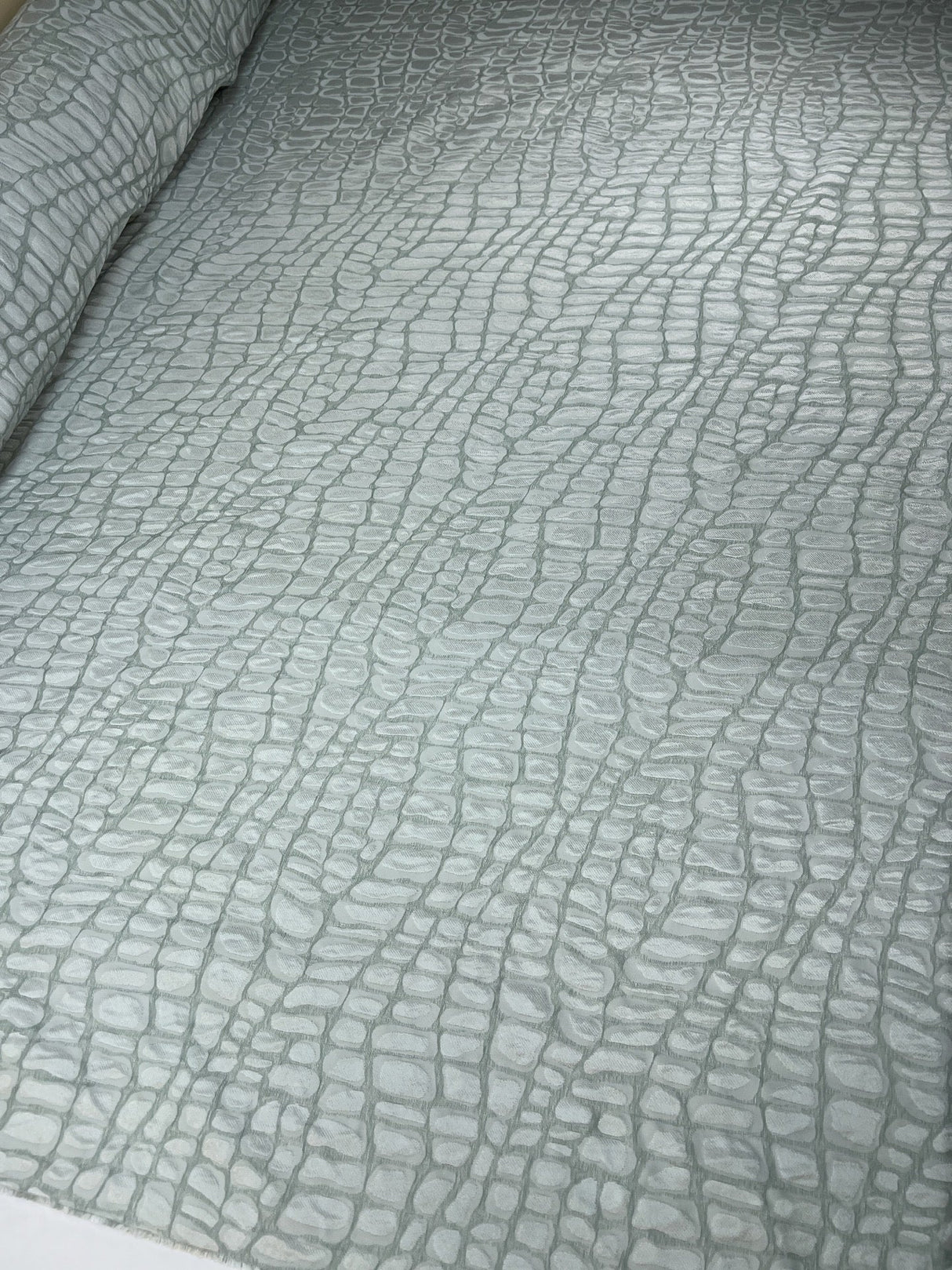 Acetate Polyester Jacquard Fabric Silver Green Abstract