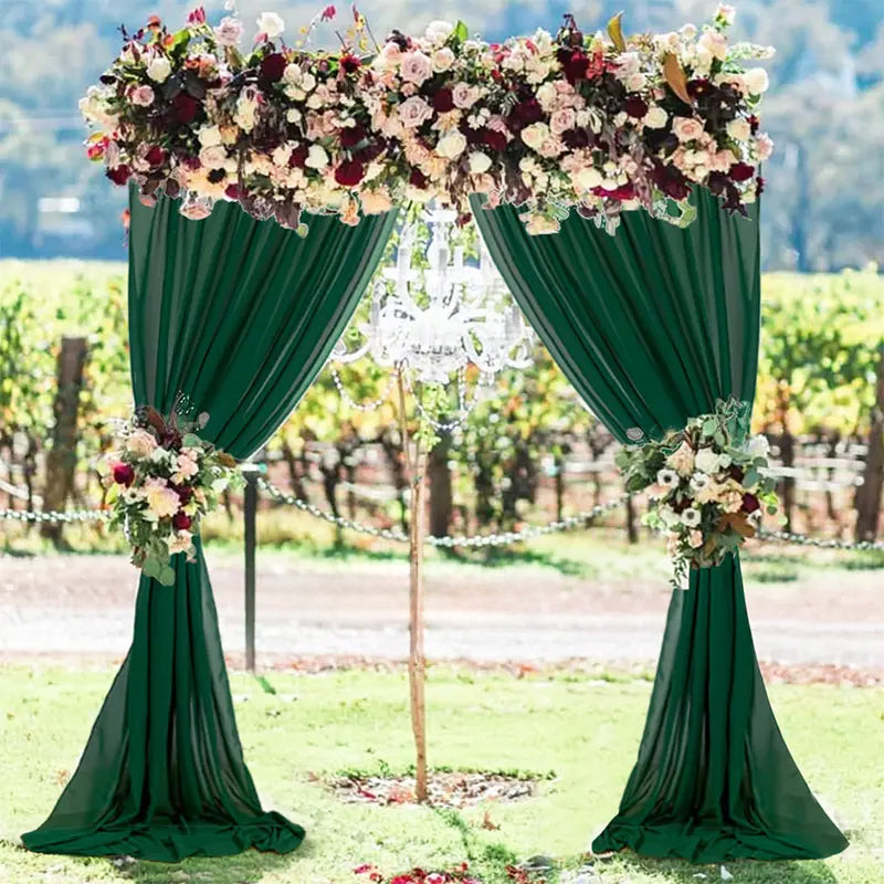 Chiffon Backdrop Drape Panel 14 ft x 57" Hunter Green