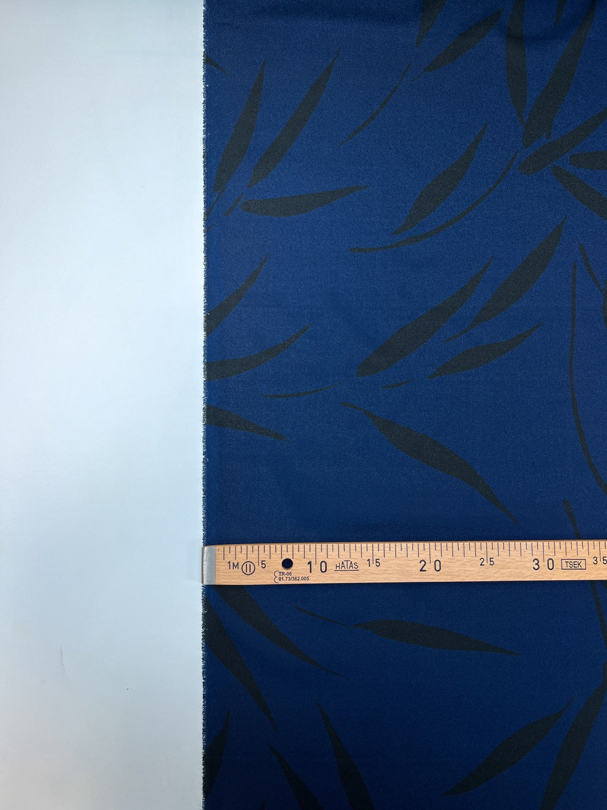 Italian Printed Polyester Crepe Floral Blue Black