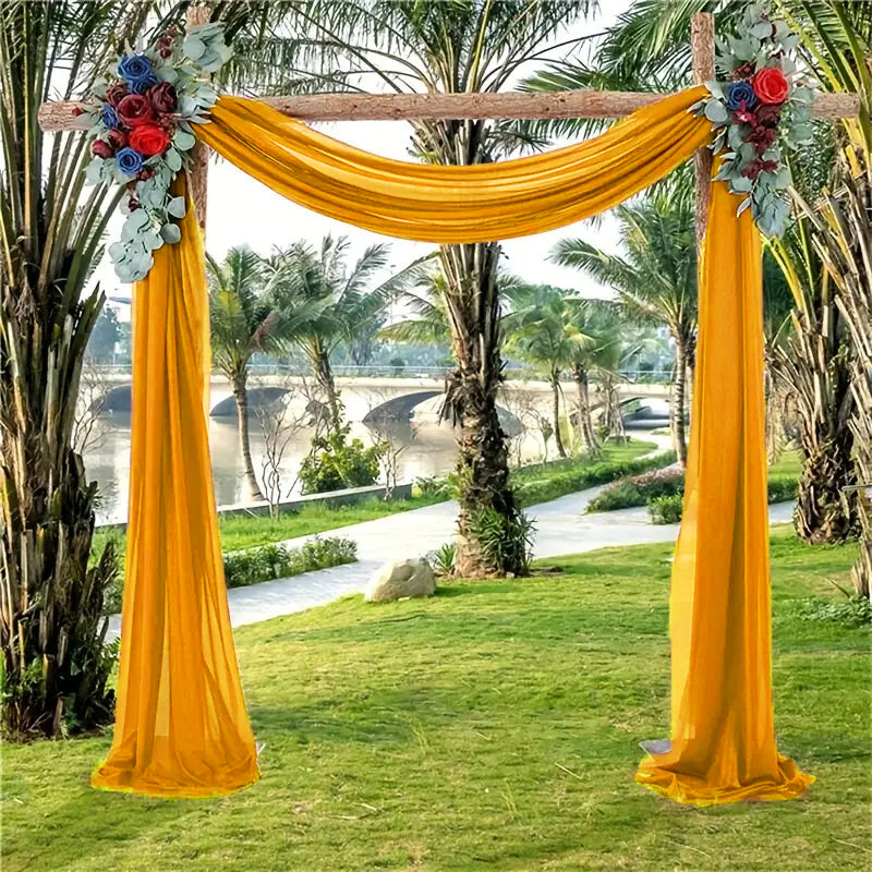 Chiffon Backdrop Drape Panel Gold 14 ft x 57 in