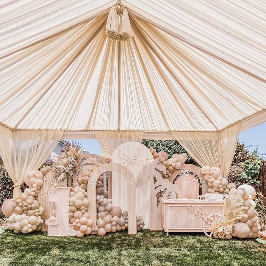 Chiffon Ceiling Drapery Panel 32 ft x 57" Champagne