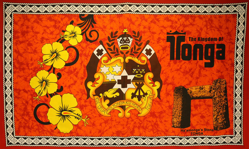 Kingdom Of Tonga Ha’Amonga ‘A Maui Polyester Fabric - Vibrant Multicolor Tongan Style, 72" L X 45" W (1 Piece)
