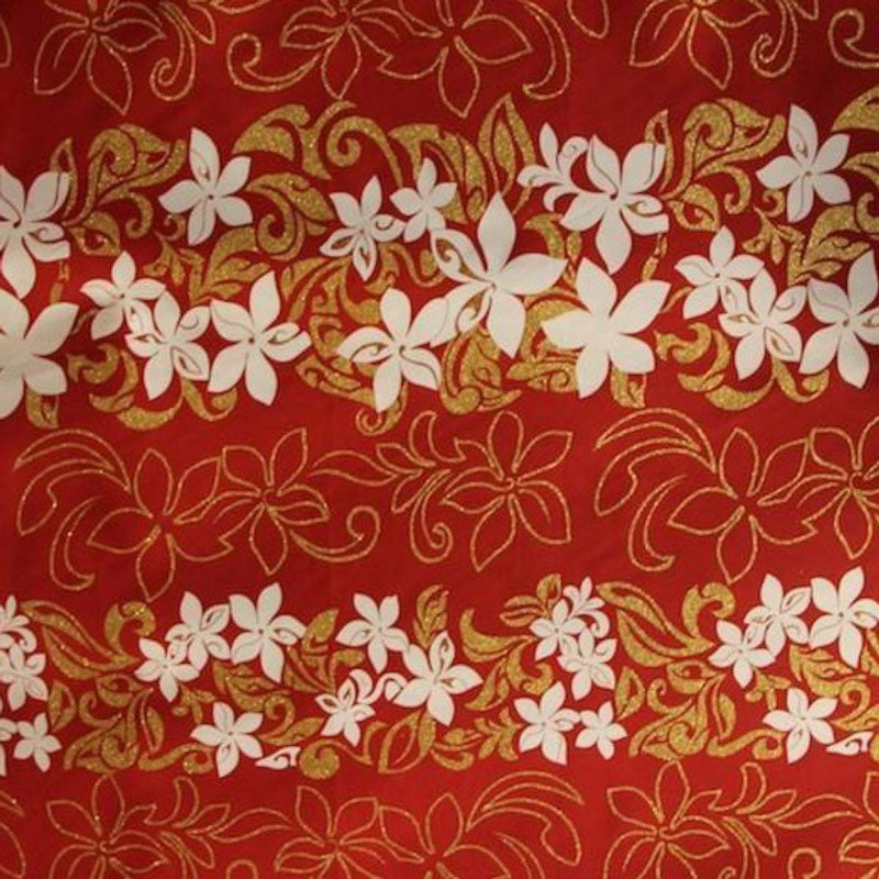 Tiare Garden Glitter Polyester Fabric - Floral Plumeria Design, 60" Width (1 Yard)