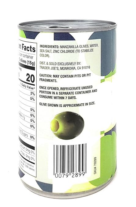 Medium Green Ripe Pitted Olives 14.35 oz