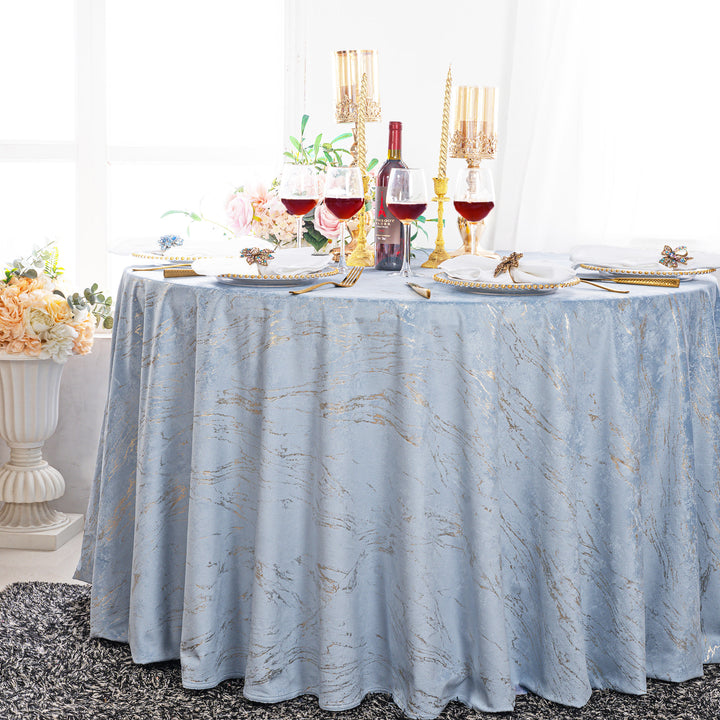 Round Gilded Marble Holland Velvet Tablecloth