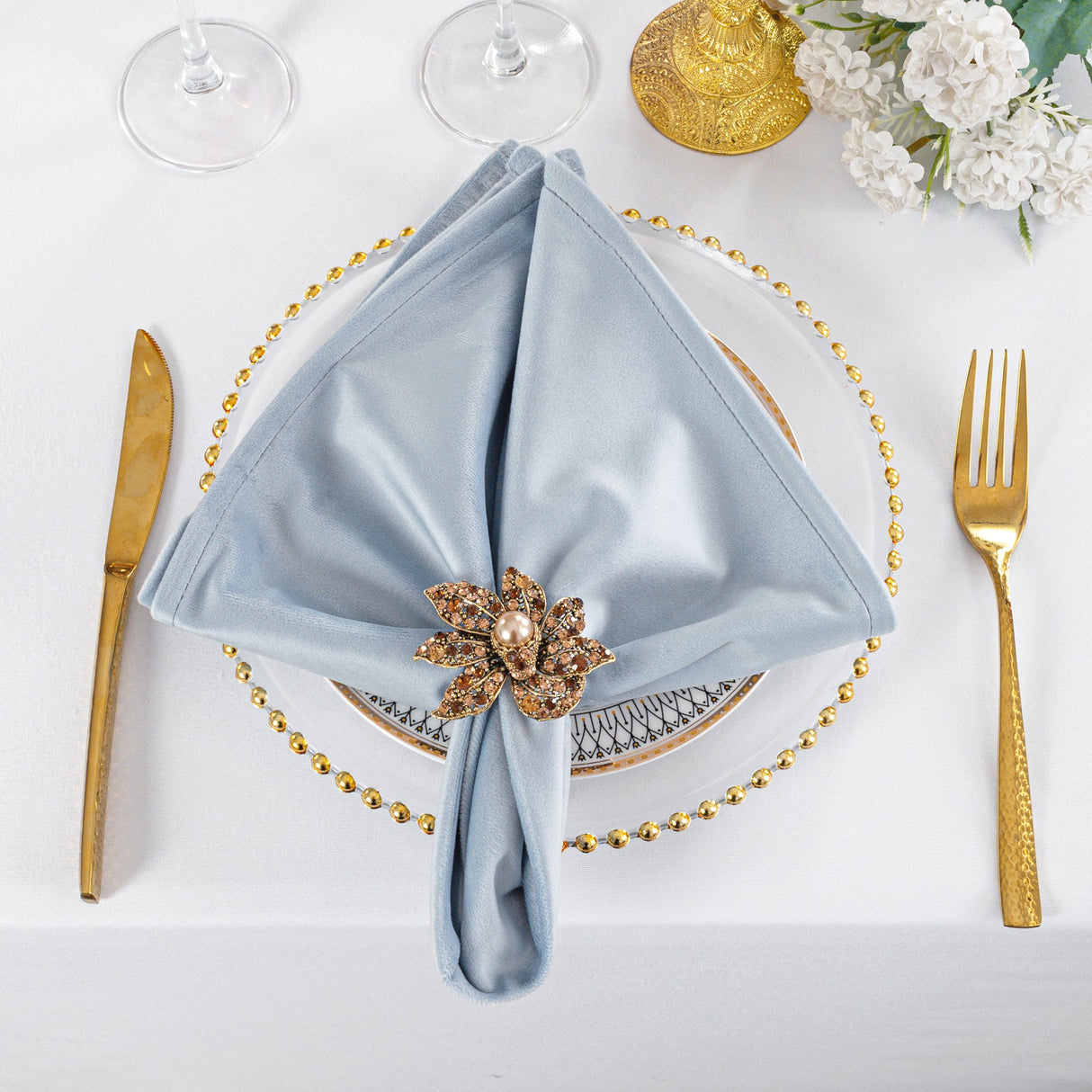 Velvet Dinner Napkin Sample 20x20 Dusty Blue