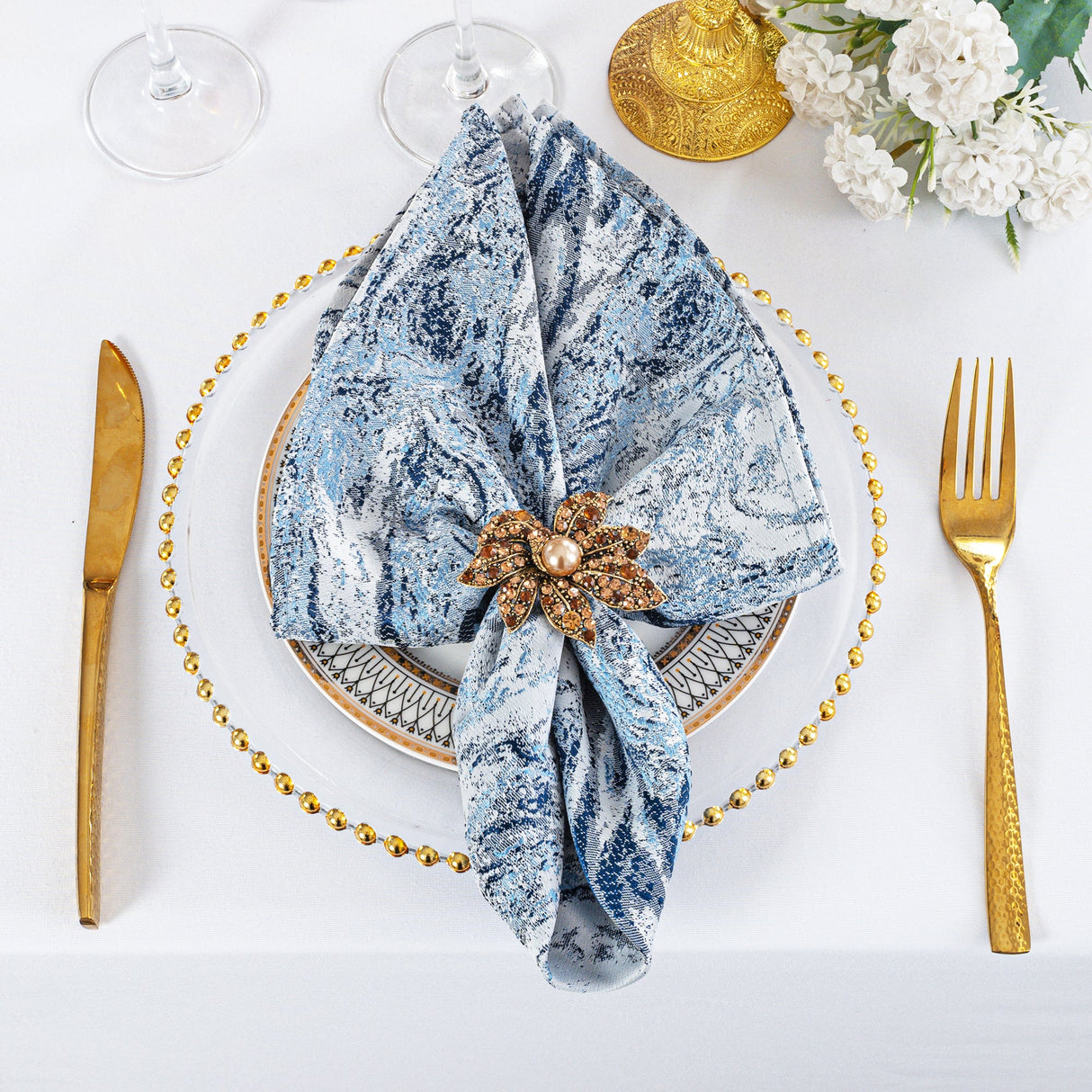 Jacquard Cloth Dinner Napkins 20x20 Dusty Blue