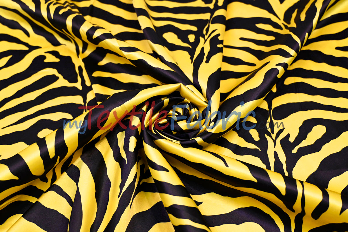 Zebra Charmeuse Satin Fabric - Zebra Print, 58/60" Width, Multiple Colors (1 Yard)