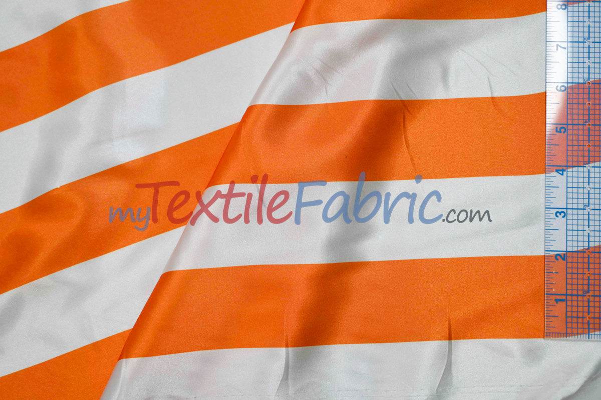 Stripe Satin Charmeuse Polyester Fabric - 2" Stripe, Multiple Colors, 58/60" Width (1 Yard)