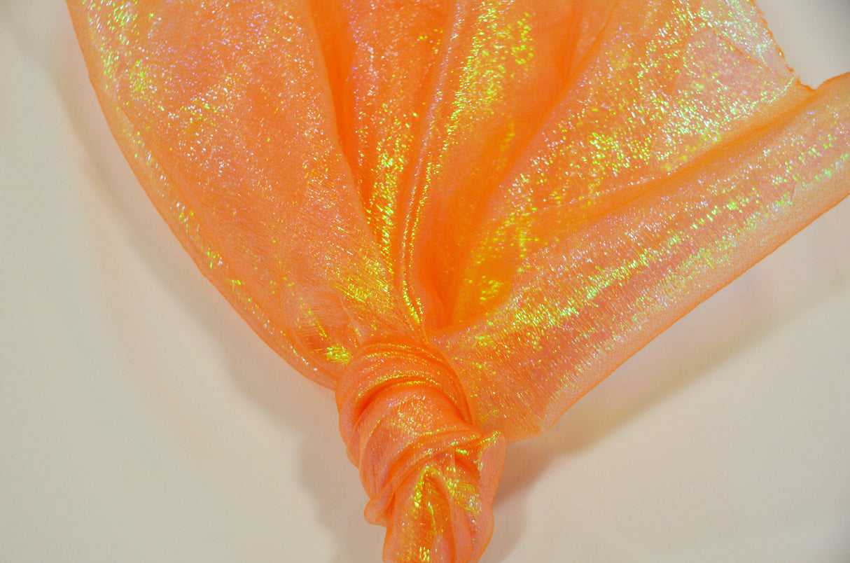 Crush Iridescent Pearl Organza Polyester Fabric - Sheer Crushed Holographic, 38/40" Width (1 Yard)