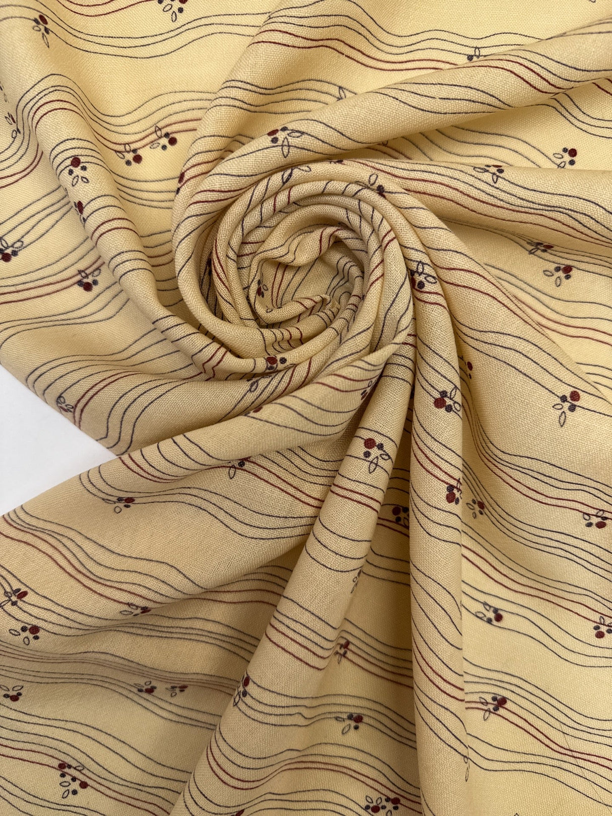 Printed Beige Wool Fabric