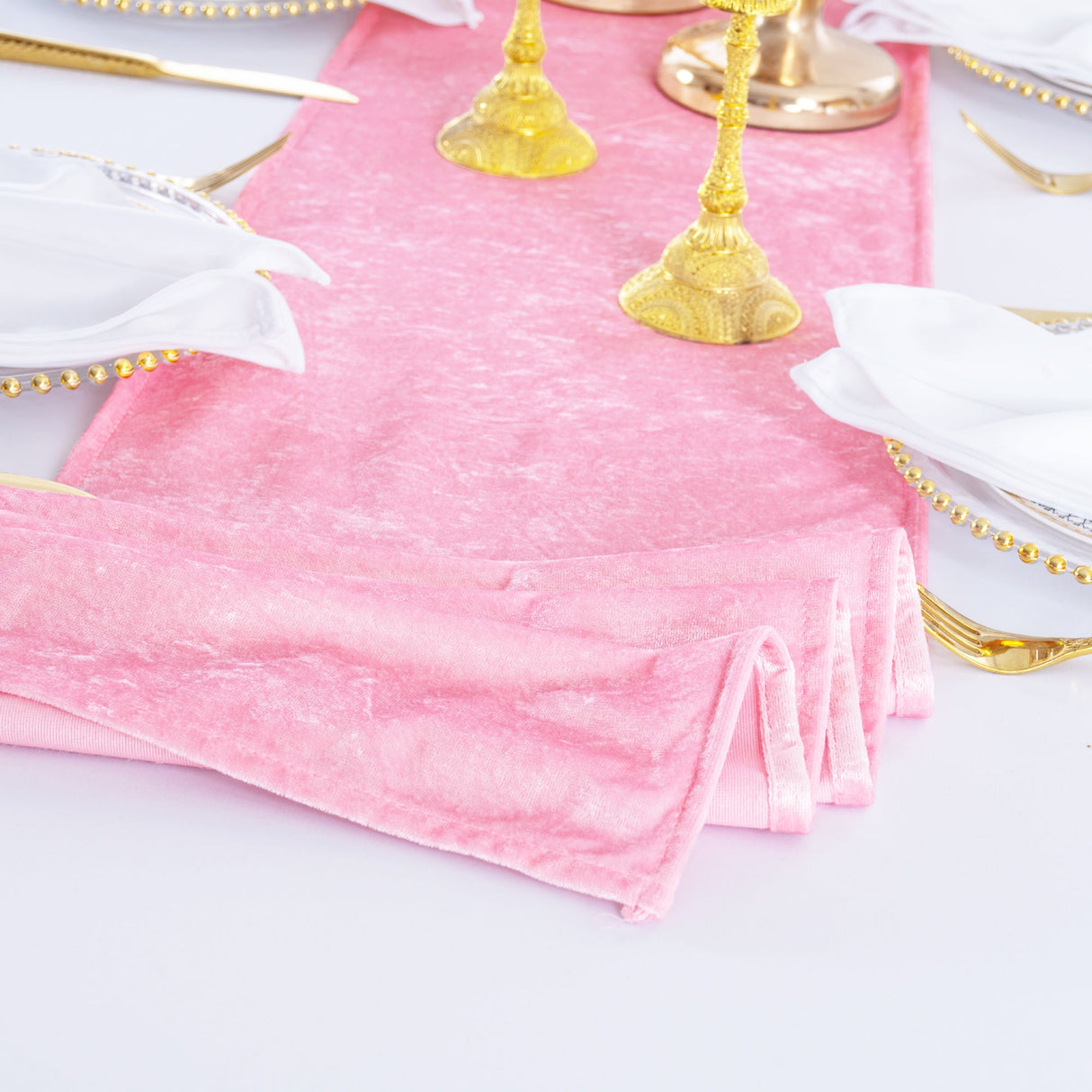 Crushed Velvet Table Runner 13x108 Pink