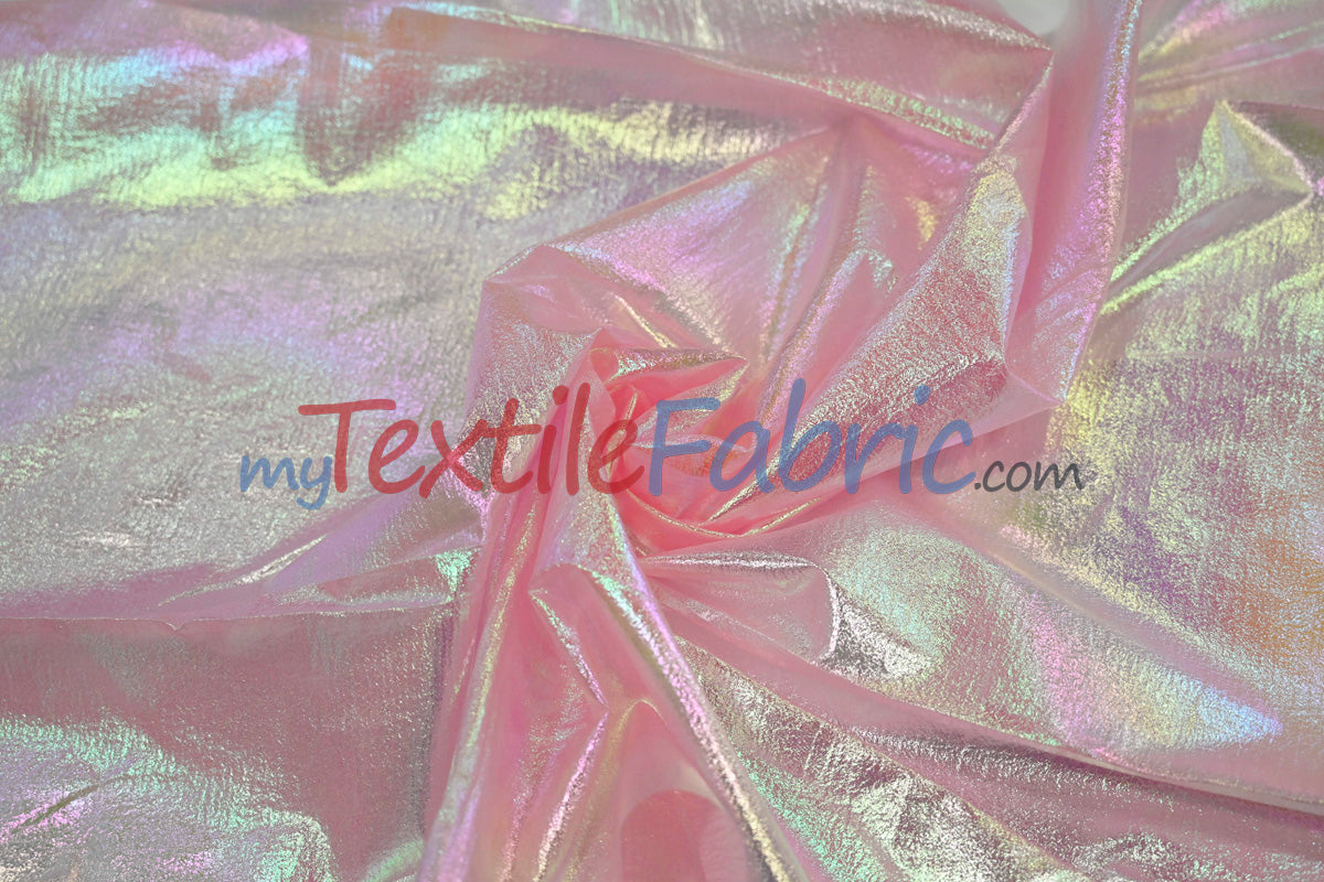 Oasis Hologram Polyester Fabric - Iridescent Sheer Organza, 58/60" Width, White, Pink, Baby Blue, Turquoise, Lavender, Black (1 Yard)