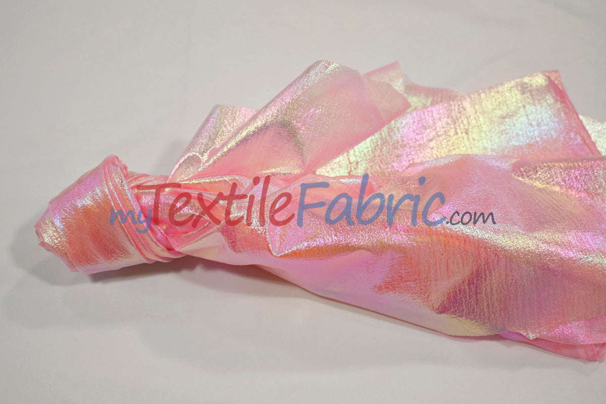 Oasis Hologram Polyester Fabric - Iridescent Sheer Organza, 58/60" Width, White, Pink, Baby Blue, Turquoise, Lavender, Black (1 Yard)