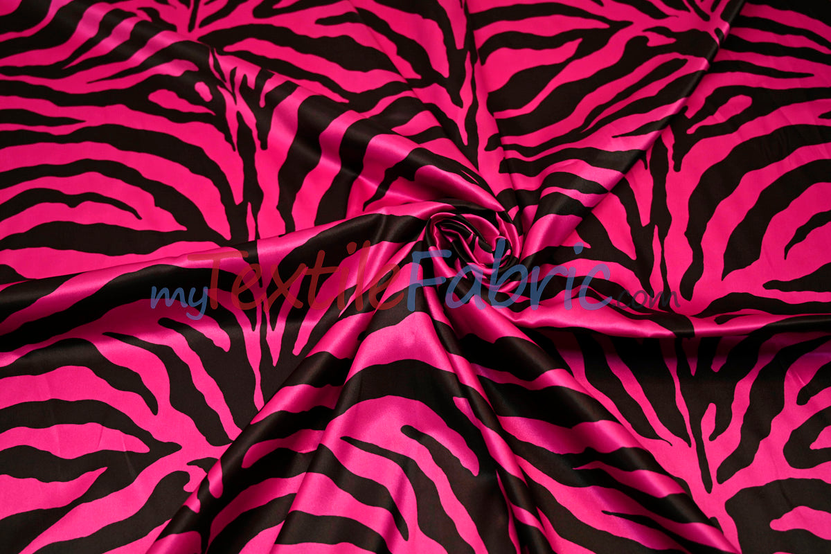 Zebra Charmeuse Satin Fabric - Zebra Print, 58/60" Width, Multiple Colors (1 Yard)