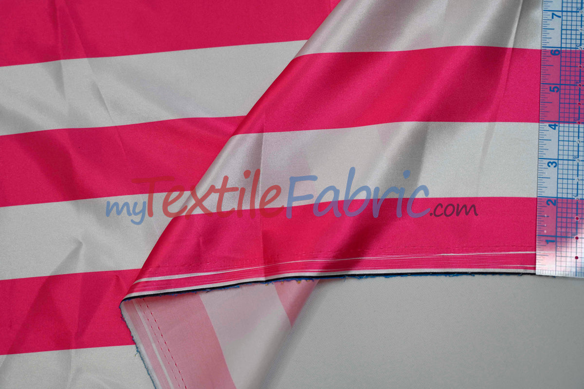 Stripe Satin Charmeuse Polyester Fabric - 2" Stripe, Multiple Colors, 58/60" Width (1 Yard)