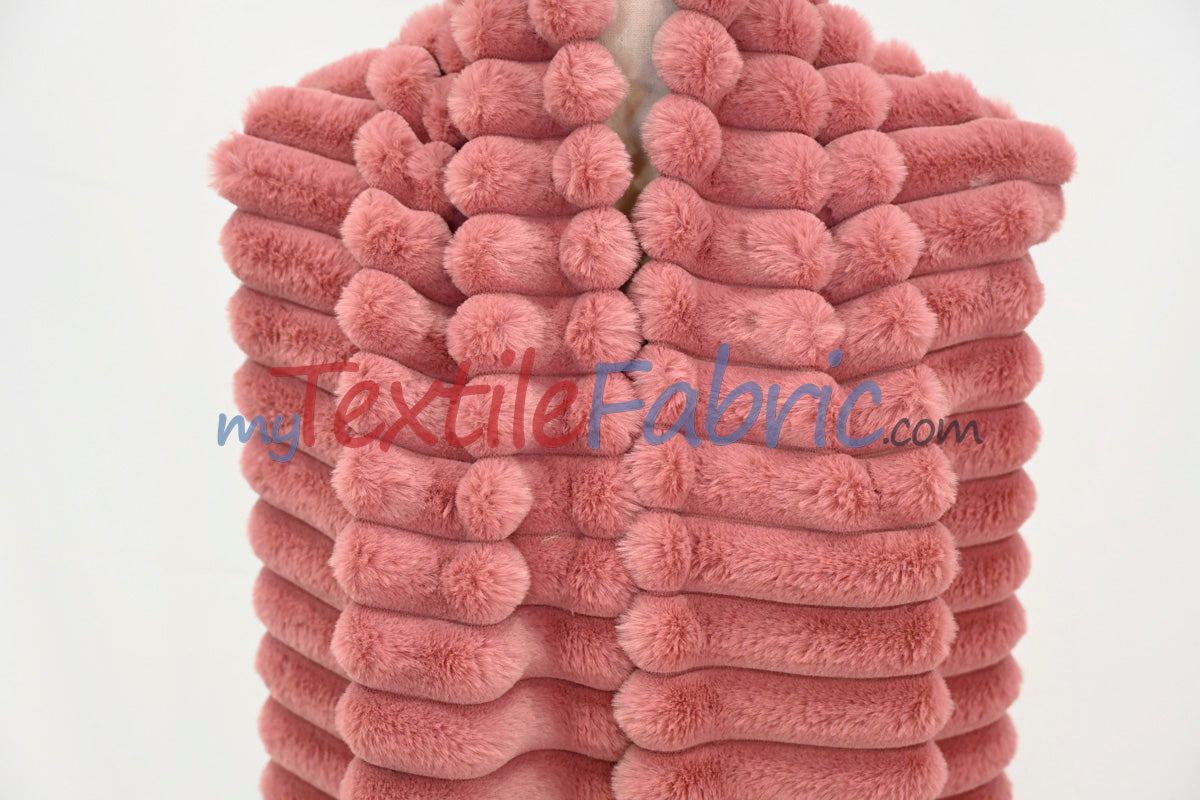 Striped Rabbit Fur 100 Percent Polyester Fabric - Striped Faux Rabbit Fur, 64/66" Width (1 Yard)