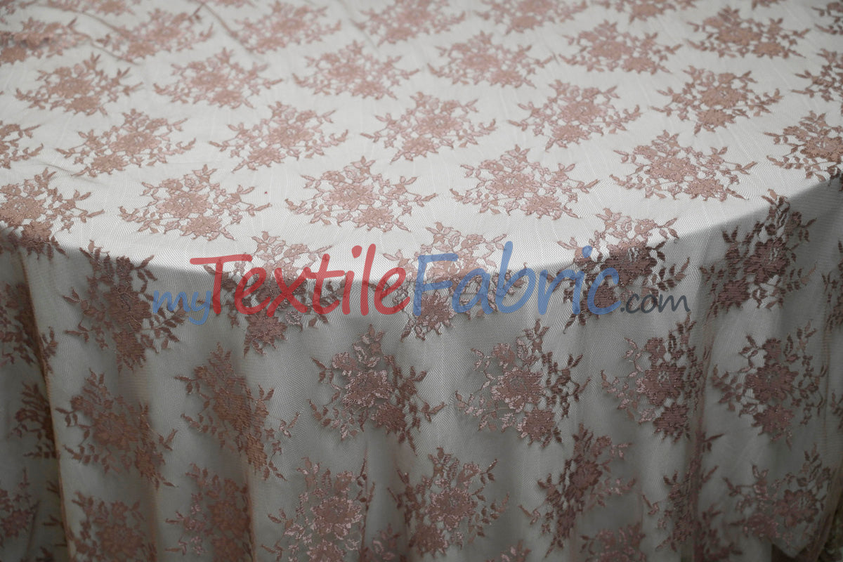 Chantilly Lace Polyester Fabric - Floral Embroidery, Sheer Mesh, 52" Width (1 Yard)