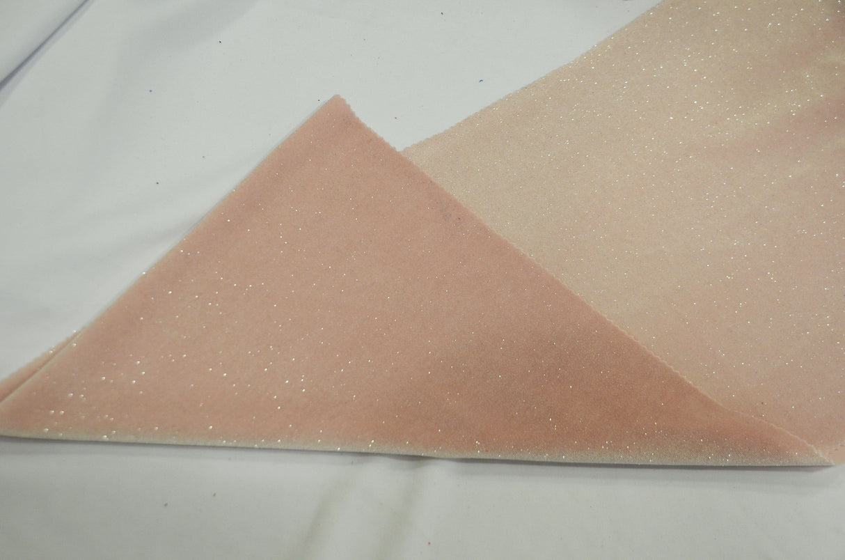 Glitter Stretch Velvet Polyester Spandex Fabric - Sparkling Glitter, 58/60" Width, Multiple Colors (1 Yard)