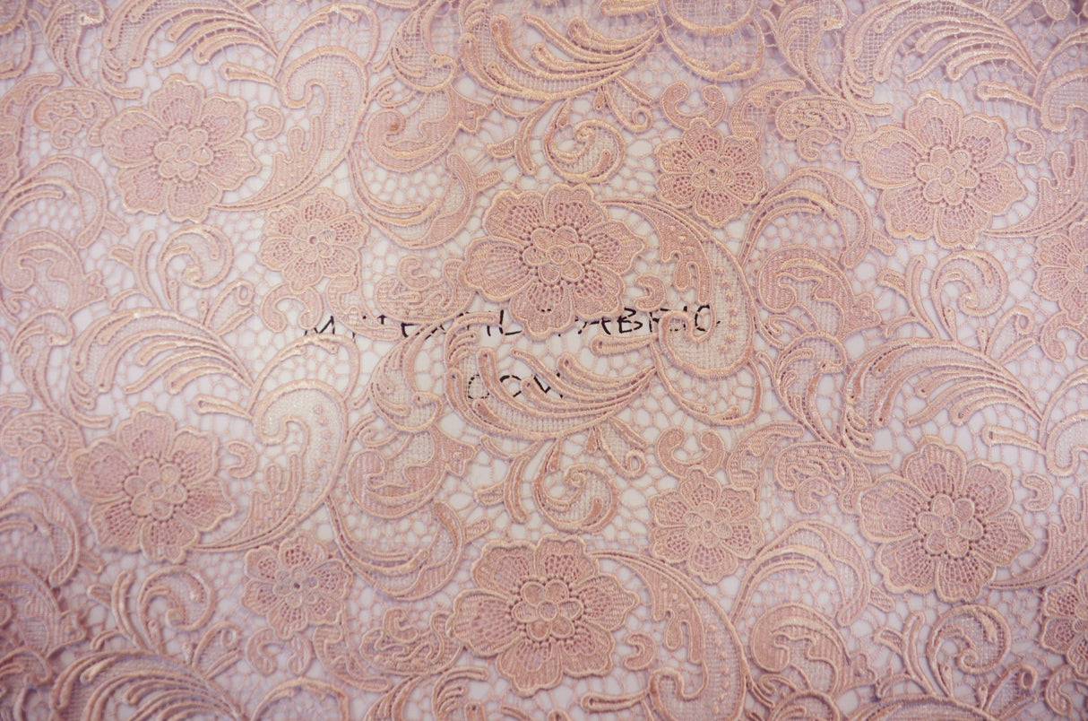 Guipure Bridal Lace Polyester Fabric - Heavy Double Scalloped Lace, Multiple Colors, 48/49" Width (1 Yard)