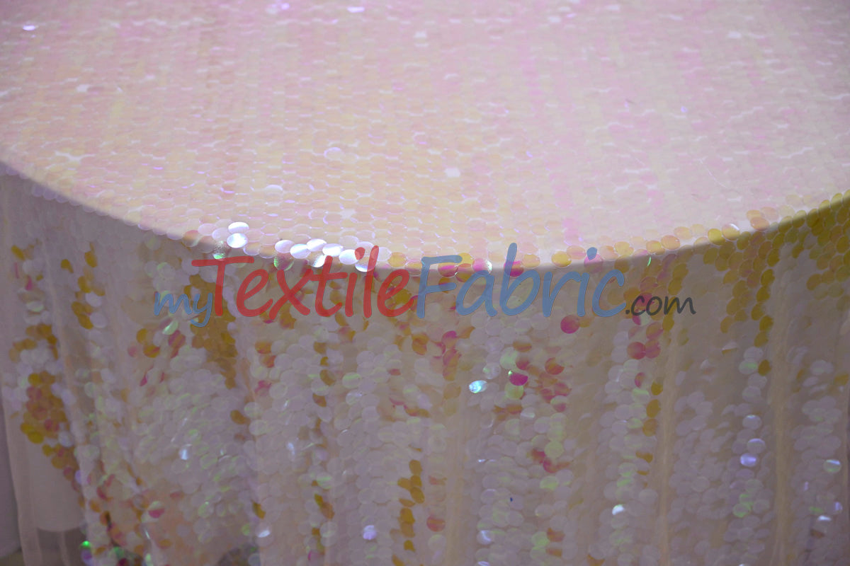 Fish Scale Paillette Sequins Polyester Fabric - 9Mm Sequins, 54" Width, Multiple Colors (1 Yard)