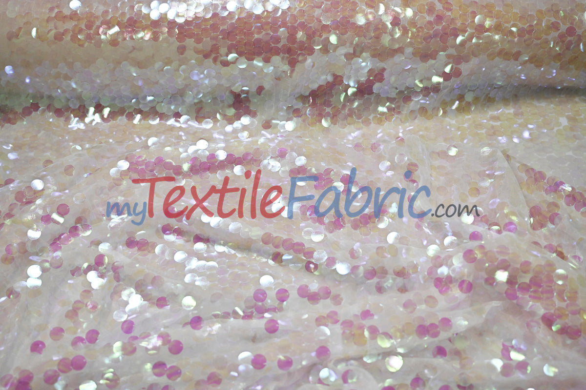 Fish Scale Paillette Sequins Polyester Fabric - 9Mm Sequins, 54" Width, Multiple Colors (1 Yard)