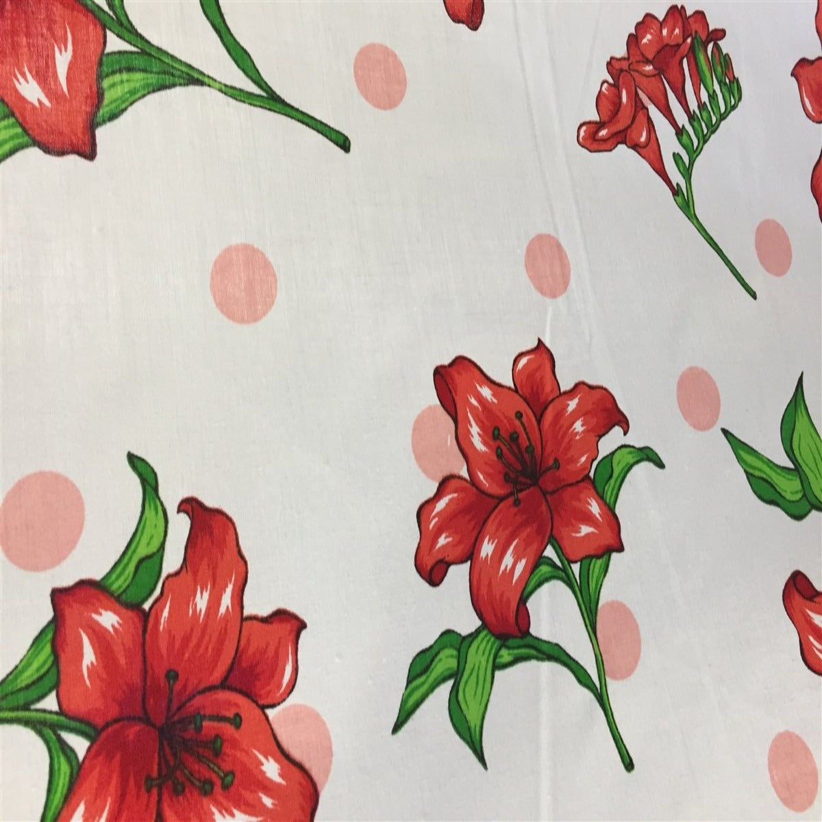 Poly Cotton Floral Polka Dot Fabric