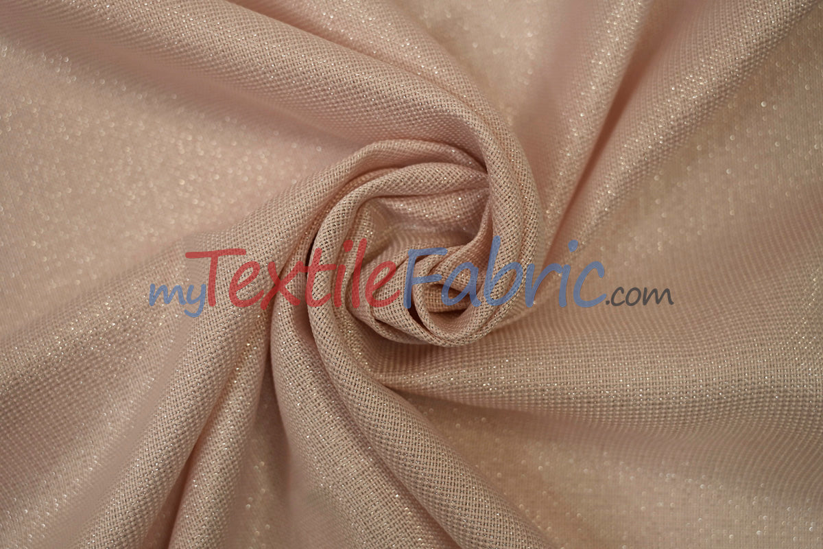 Metallic Vintage Linen Polyester Fabric - Imitation Burlap, Metallic Foil Vein, 58/60" Width (1 Yard)